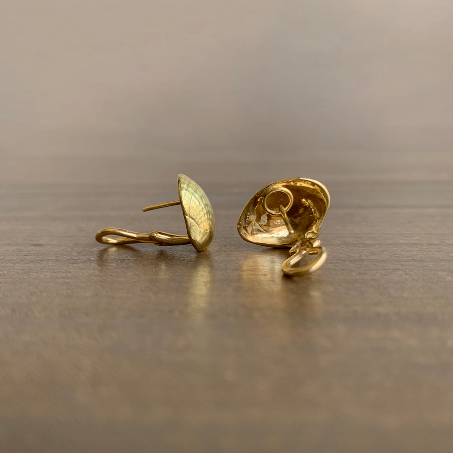 Mimi Favre Cross-Bar Venus Shell Post Earrings earrings side view 1