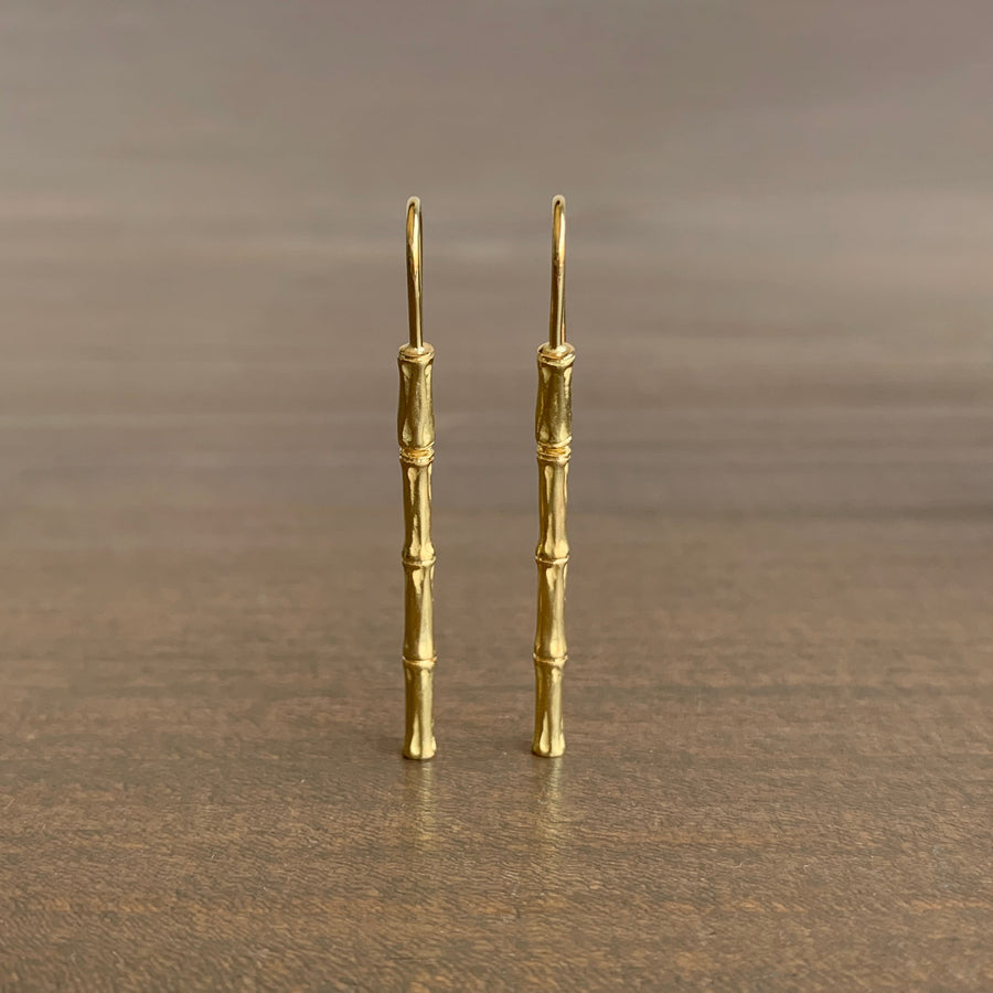 Mimi Favre Gold Bamboo Long Dangle Earrings earrings main image
