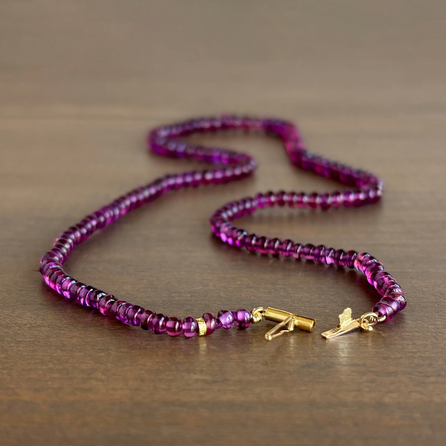 Mimi Favre Grape Garnet Beaded Necklace view 3 clasp open