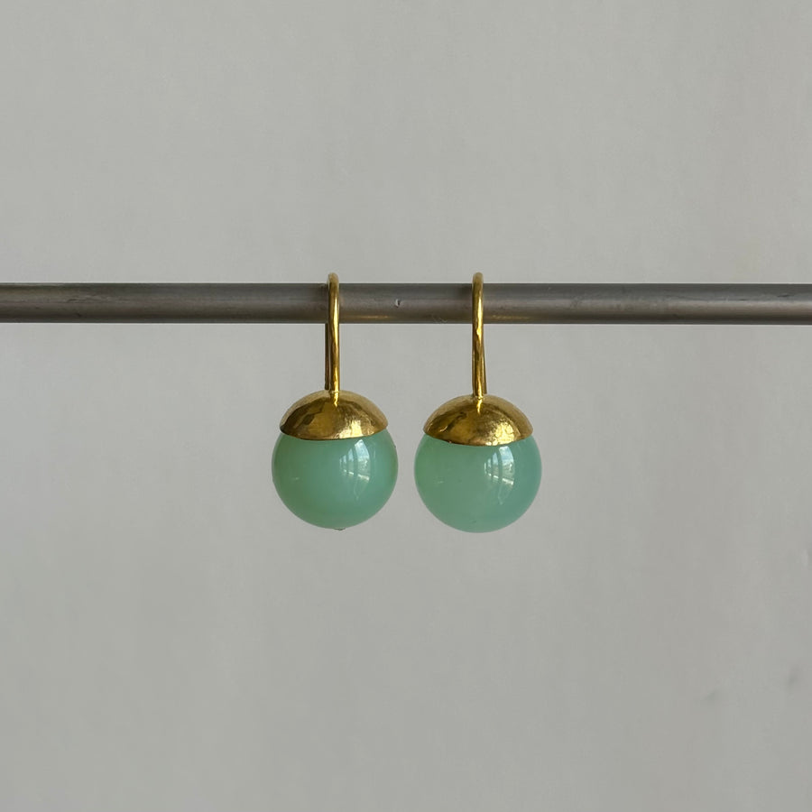 Mimi Favre Hammered Dome Chrysoprase Earrings earrings hanging view