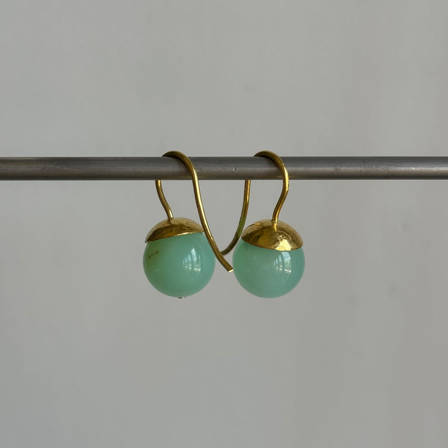 Mimi Favre Hammered Dome Chrysoprase Earrings earrings side view 1