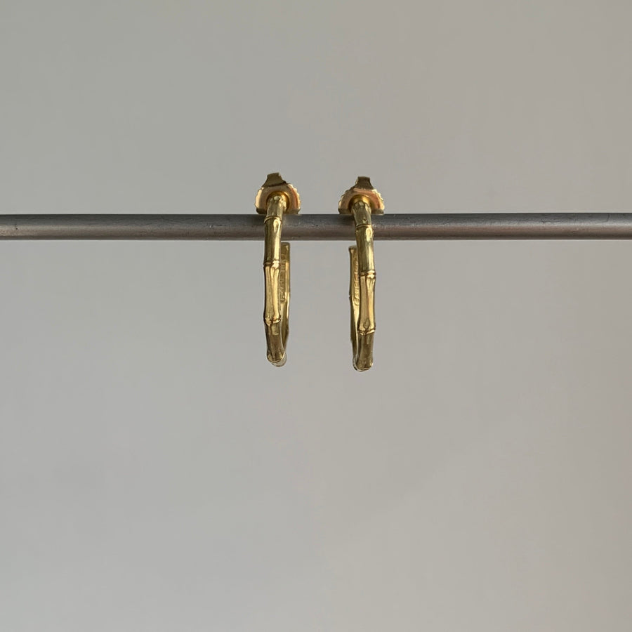 Mimi Favre Medium Gold Bamboo Hoop Earrings earrings hanging