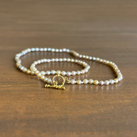 Mimi Favre Pastel Baby Akoya Pearl Strand with Vine Clasp front view
