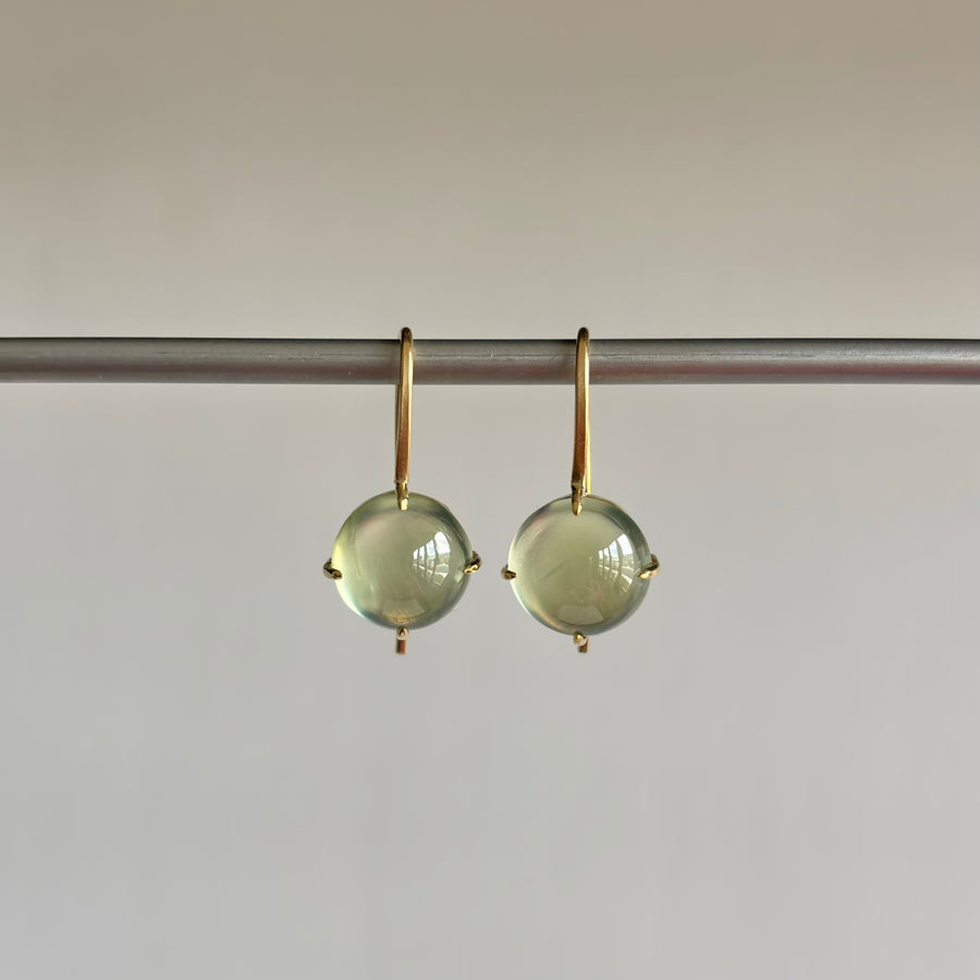 Mimi Favre Round Cabochon Prehnite Earrings earrings hanging view