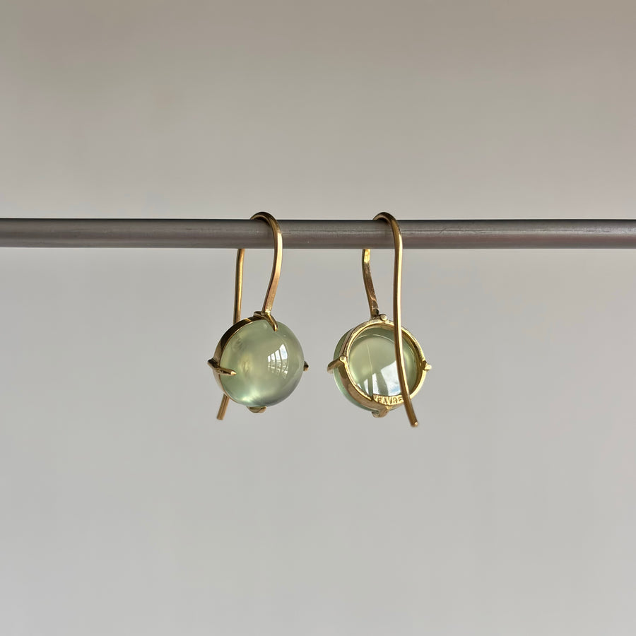 Mimi Favre Round Cabochon Prehnite Earrings earrings side view 1