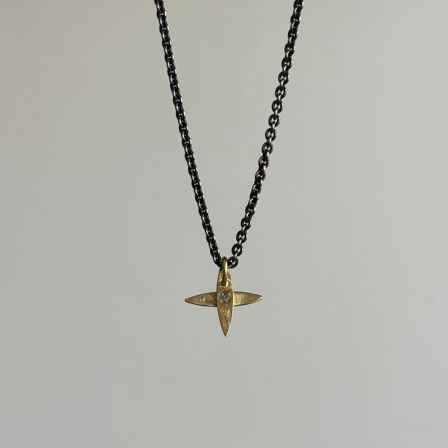 Mimi Favre Star Cross Diamond Pendant hanging view 2
