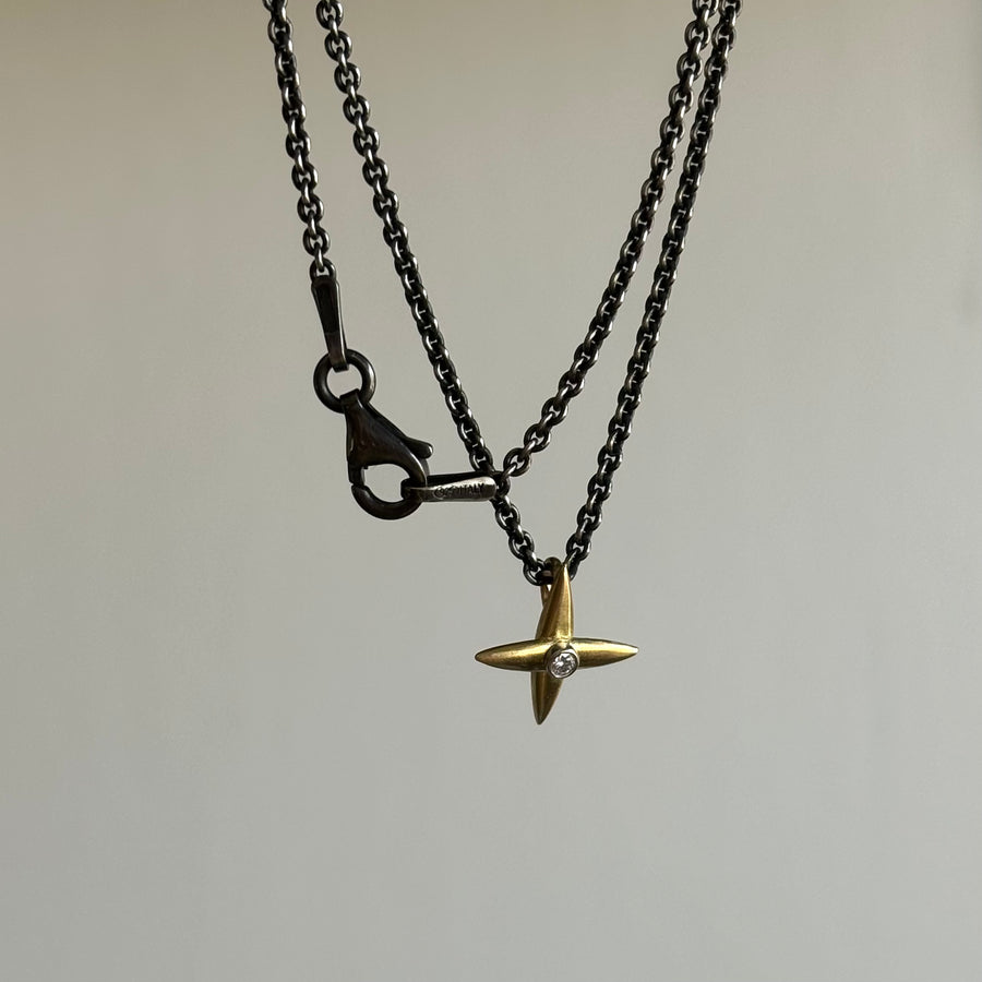 Mimi Favre Star Cross Diamond Pendant hanging view 3