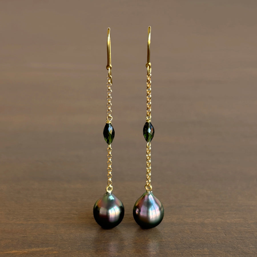 Mimi Favre Tahitian Pearl and Tourmaline Swing Earrings
