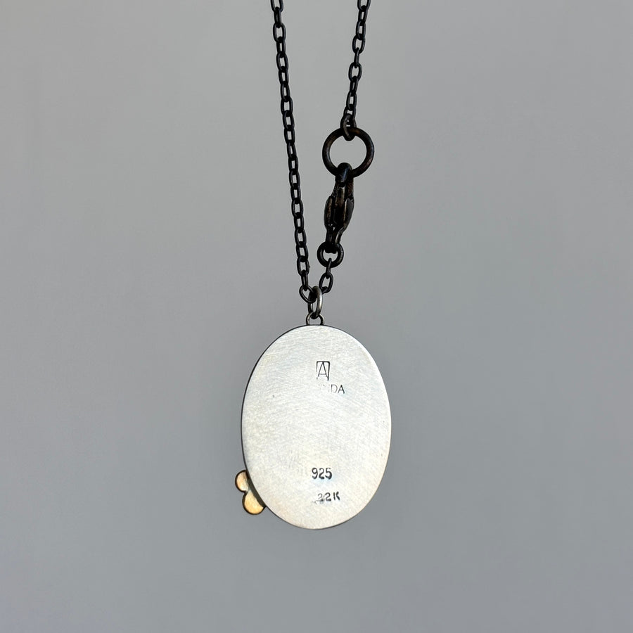 Mixed Metal Mother of Pearl Pendant hanging 3