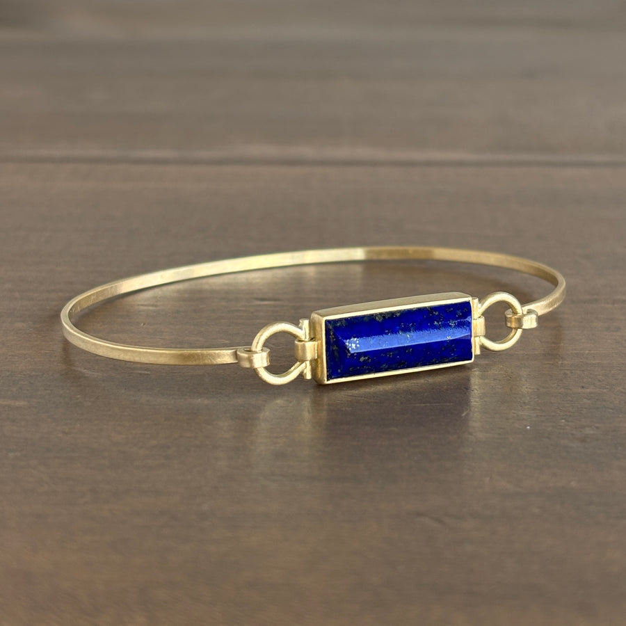 Monika Krol 18k Gold & Lapis Lazuli Hinged Bracelet side