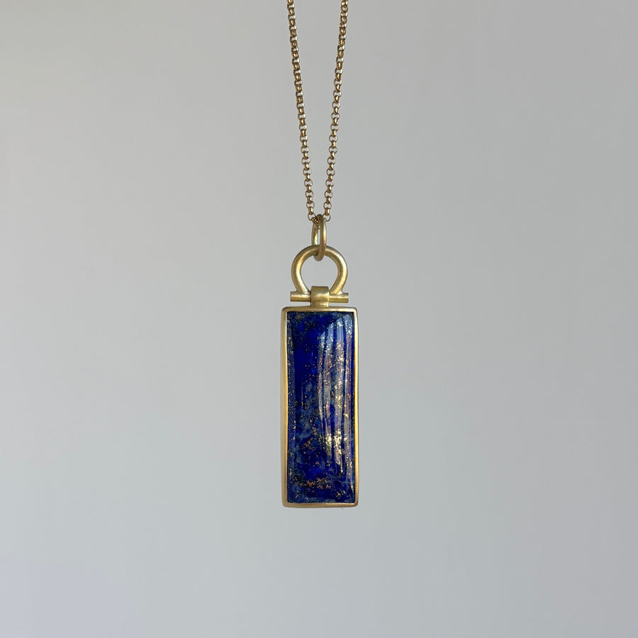 Monika Krol Rectangle 18k Gold & Lapis Lazuli Pendant hanging