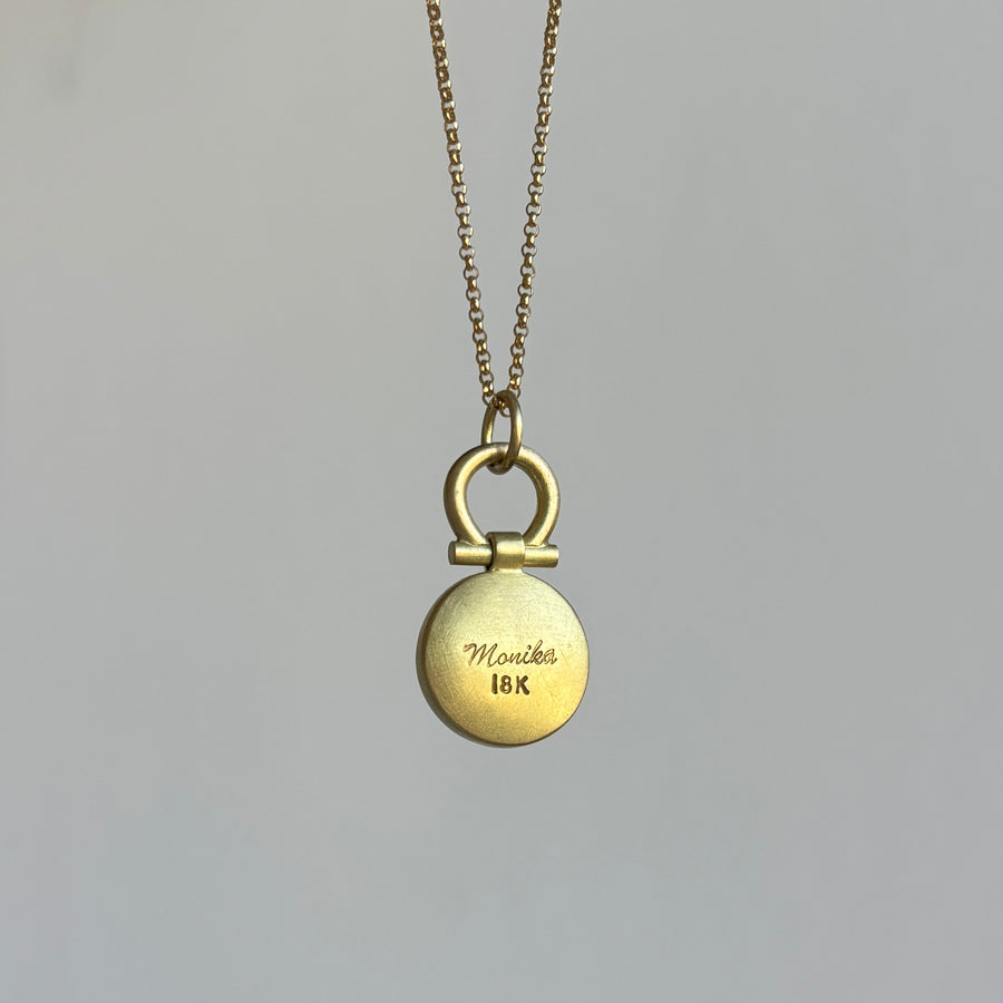 Monika Krol Round 18k Gold & Lapis Lazuli Cabochon Pendant back