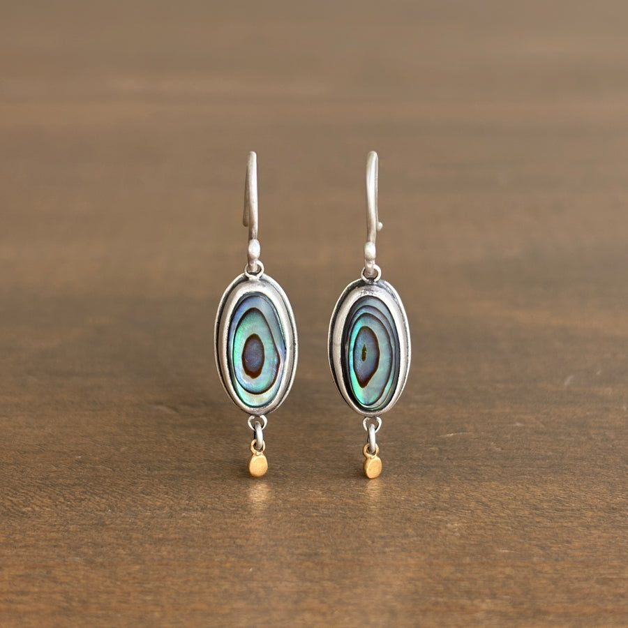 Mother of Pearl Earrings with 22k Gold & Sterling Silver