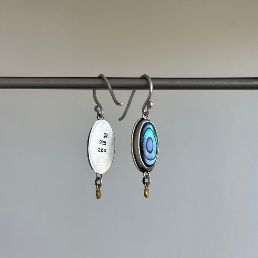 Mother of Pearl Earrings with 22k Gold & Sterling Silver hanging 2