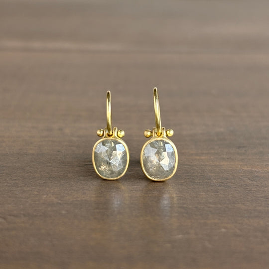 Olive Rose Cut Diamond Oval Earrings with Clasps by Monika Krol