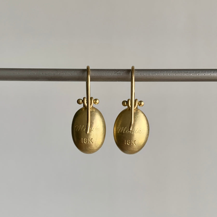 Oval Blue Namibian Chalcedony Cabochon Earrings by Monika Krol detail view