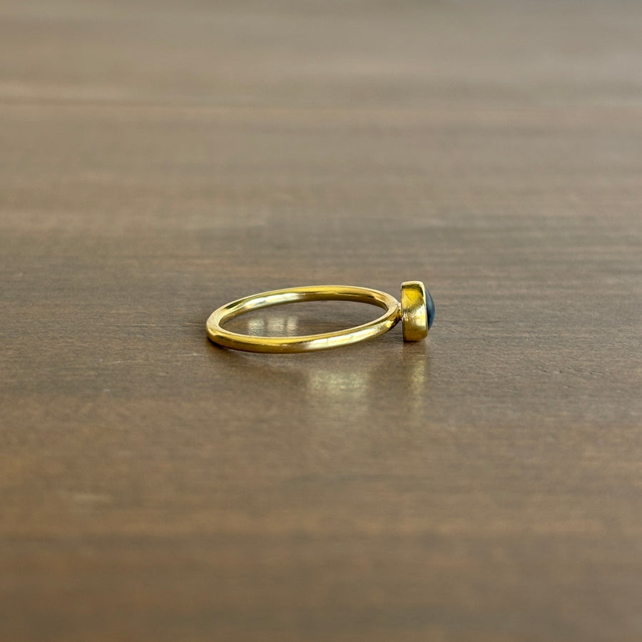 Oval Blue Sapphire Cabochon Ring side view 2