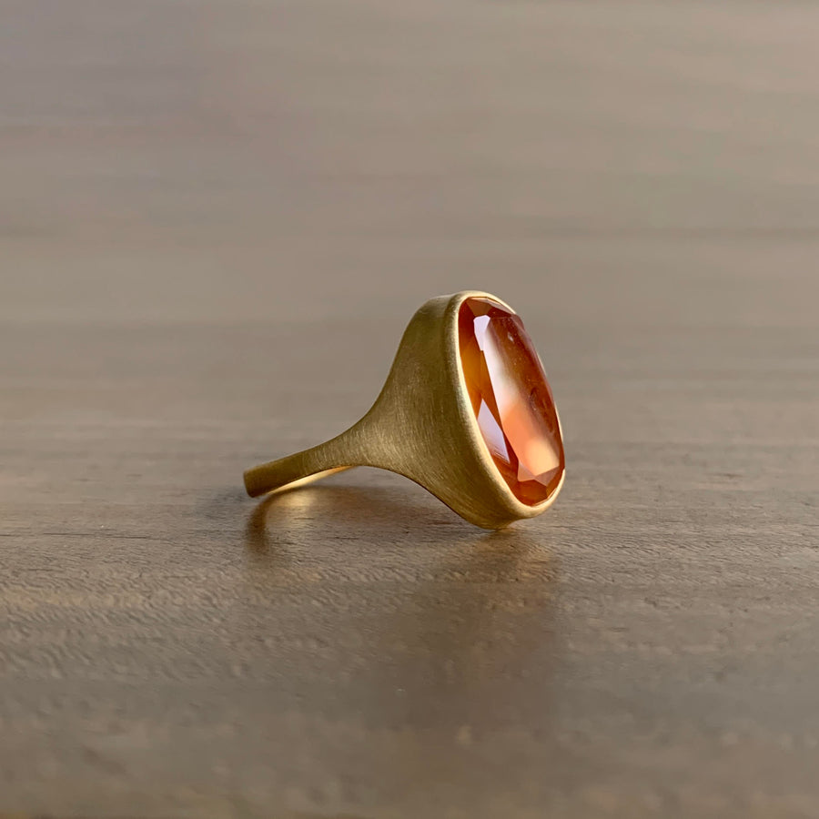 Oval Carnelian Cast Ring by Monika Krol side view 2