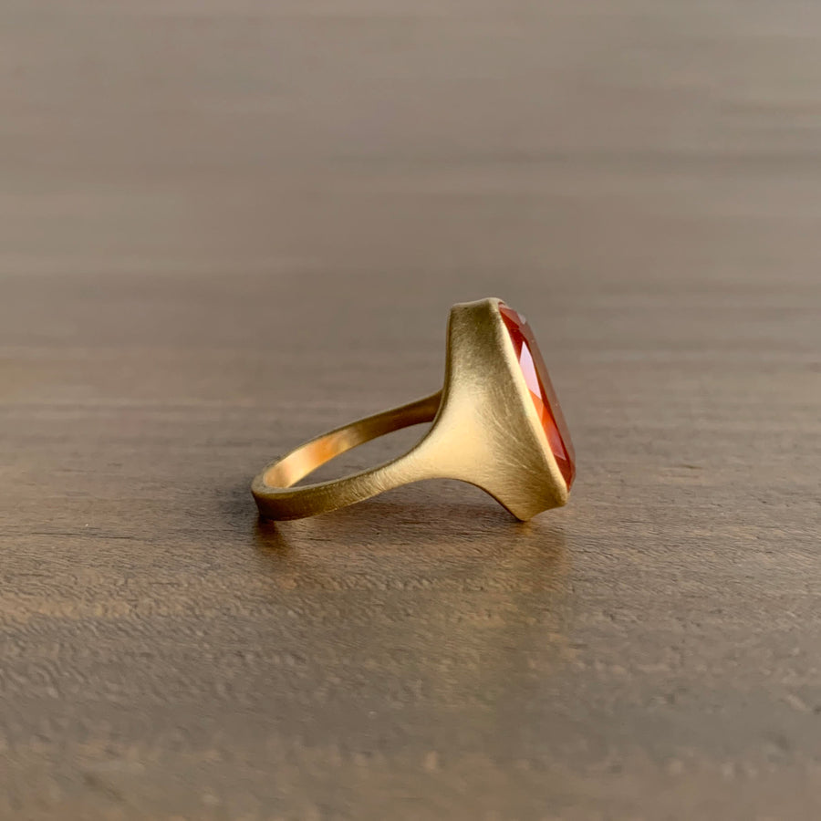 Oval Carnelian Cast Ring by Monika Krol side view 3