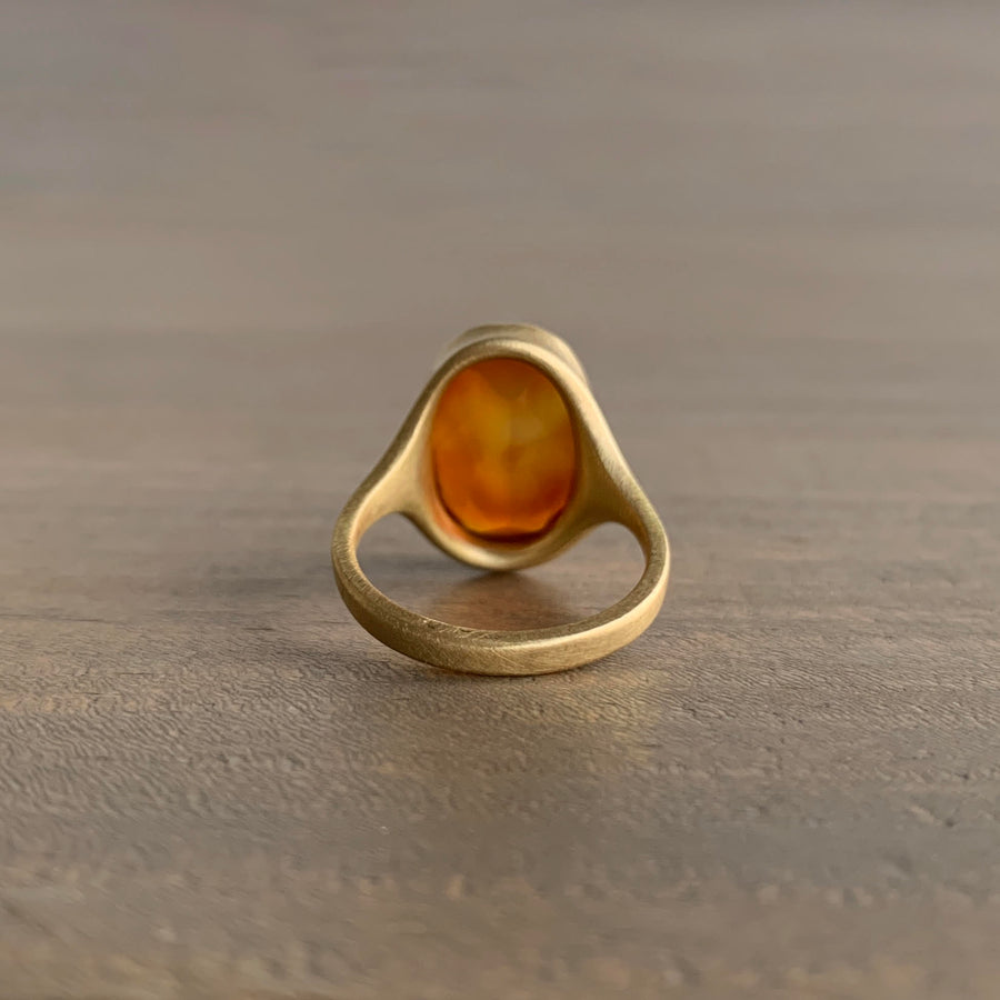 Oval Carnelian Cast Ring by Monika Krol side view 4