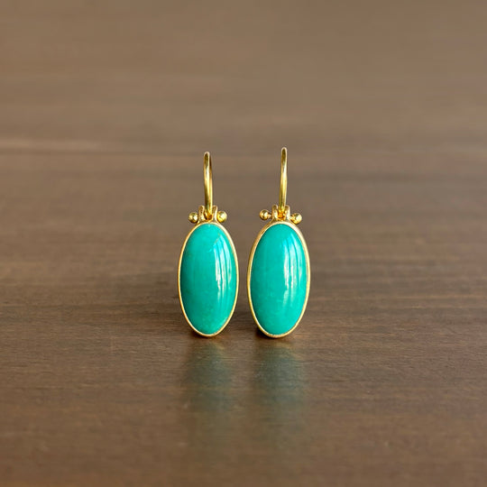 Oval Kingman Turquoise Earrings by Monika Krol