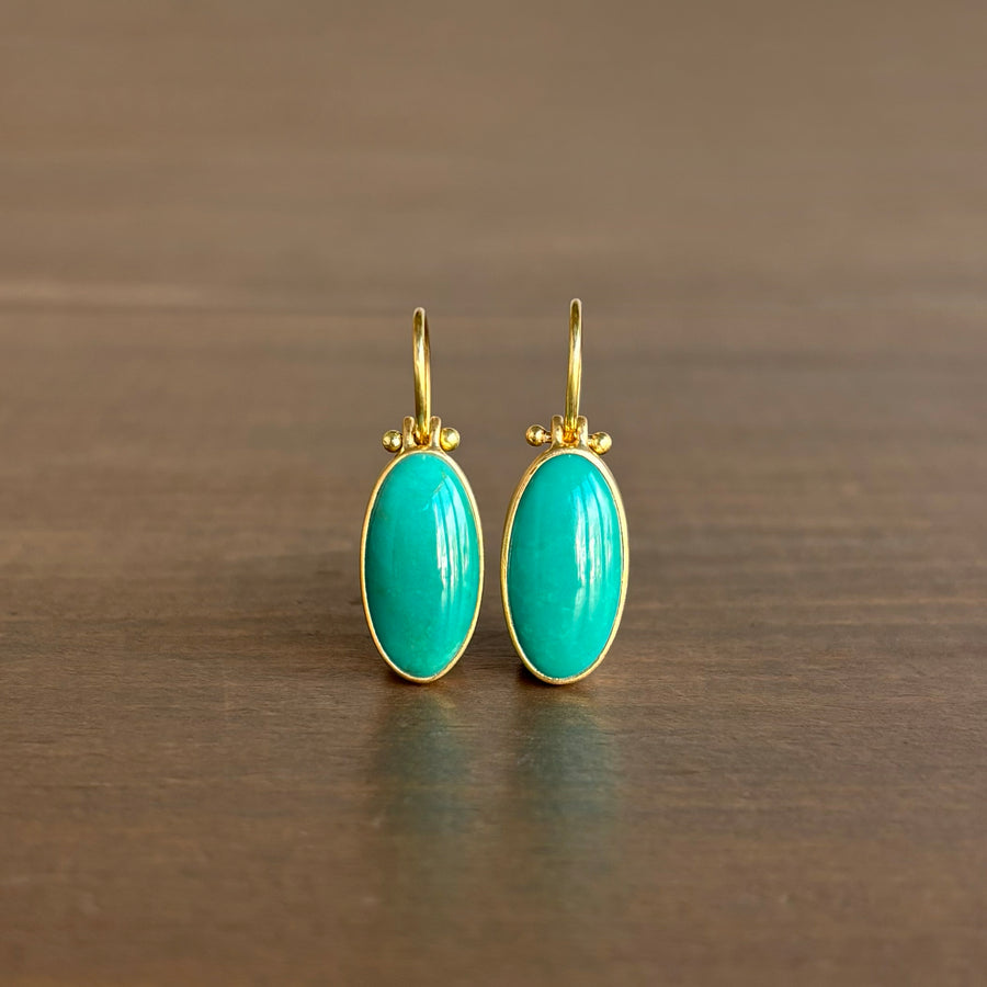 Oval Kingman Turquoise Earrings by Monika Krol
