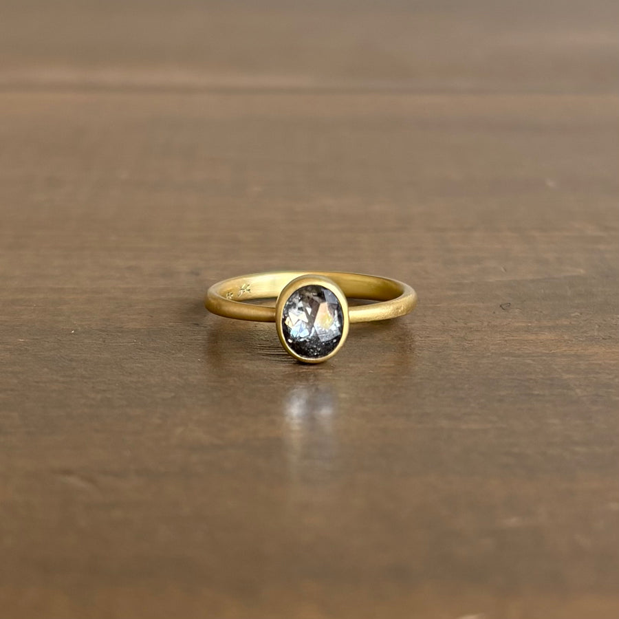 Lola Brooks Oval Peppery Diamond Ring front view