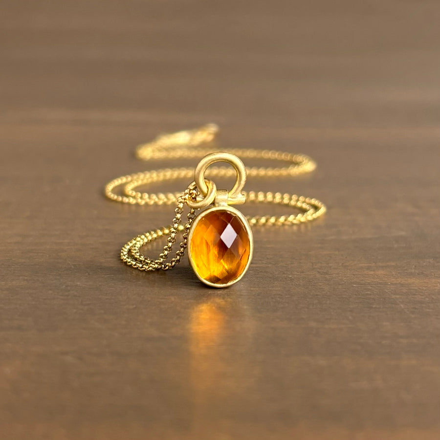 Oval Rose Cut Brazilian Citrine Pendant by Monika Krol