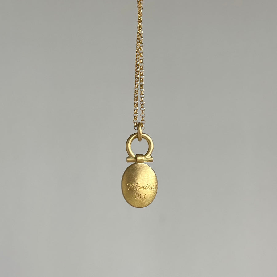 Oval Rose Cut Brazilian Citrine Pendant by Monika Krol side view 2