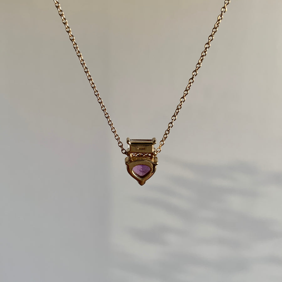 Paired Sapphire Pendant hanging back view