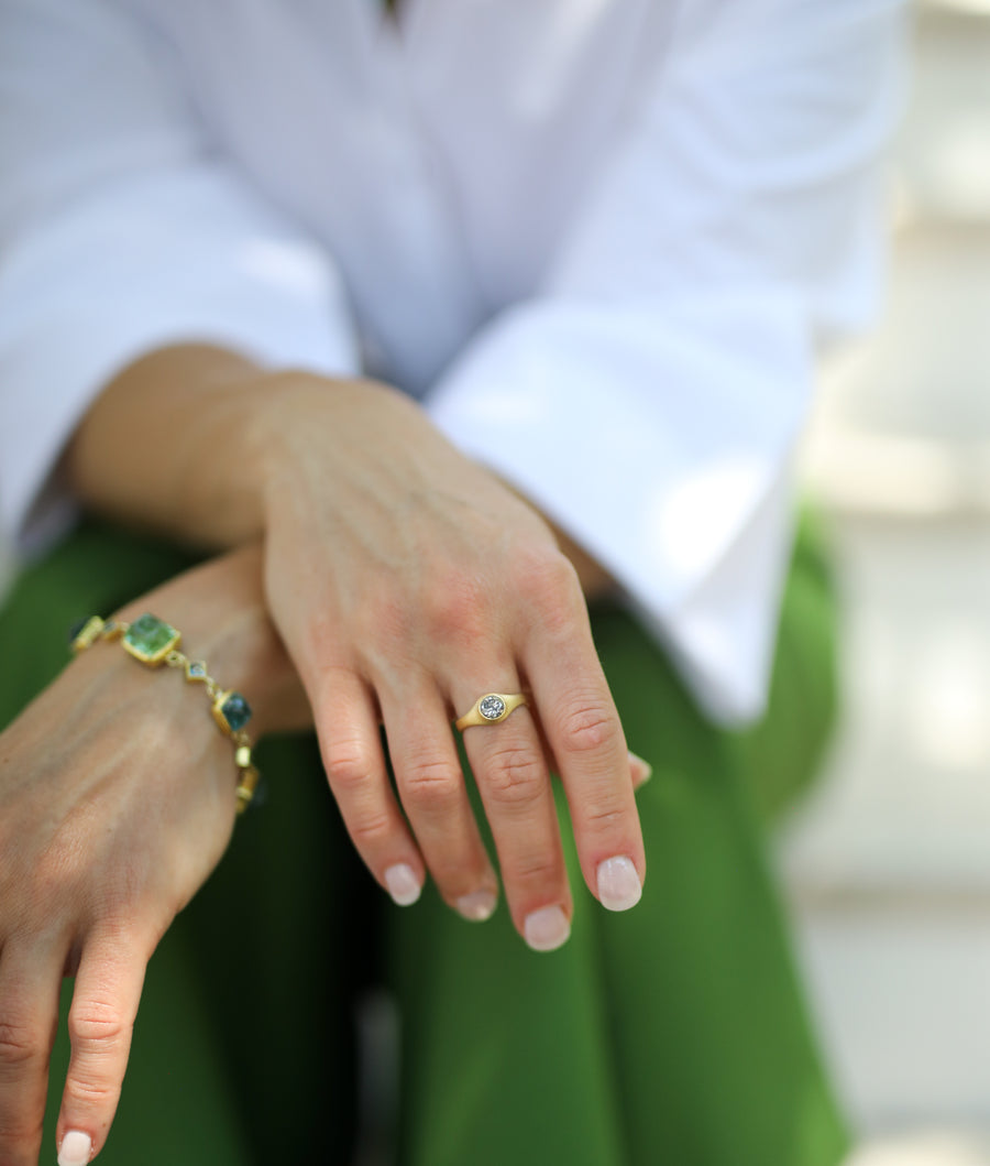 Peppered Diamond Cast Ring by Monika Krol on model