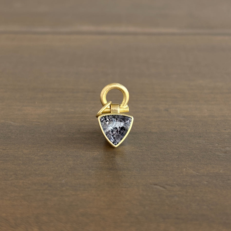 Petite 18k Gold & Speckled Quartz Triangle Pendant