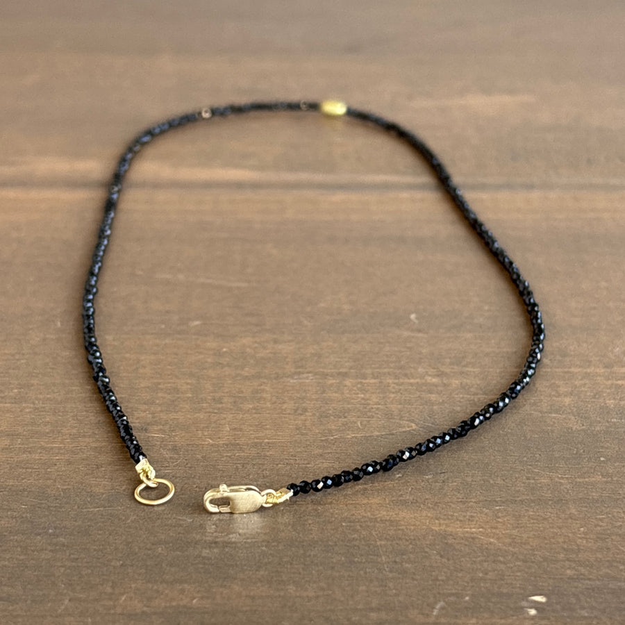 Petite Black Spinel Beaded Necklace with 20k Gold Rice Bead view3