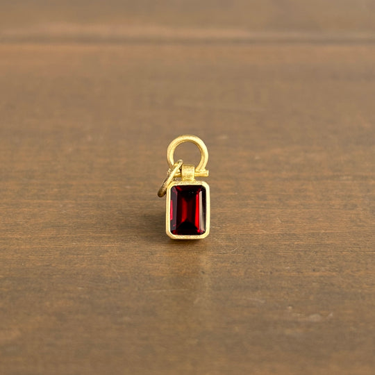 Petite Emerald Cut Garnet Pendant Monika Krol