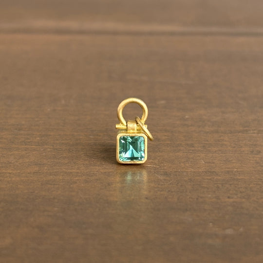 Petite Green Tourmaline Princess Cut Pendant