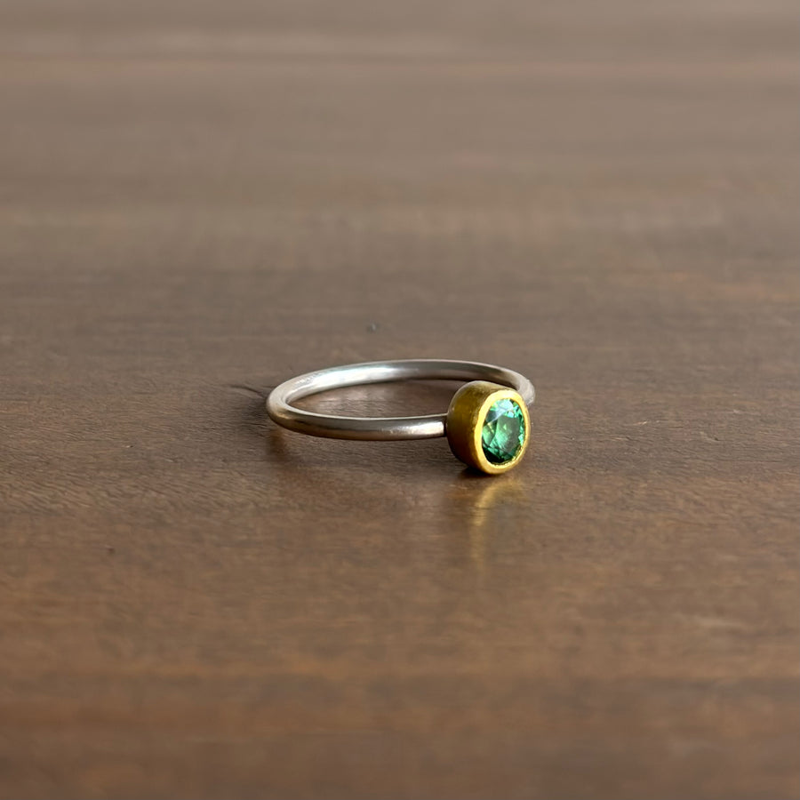  Petite Oval Green Tourmaline Ring side view 1