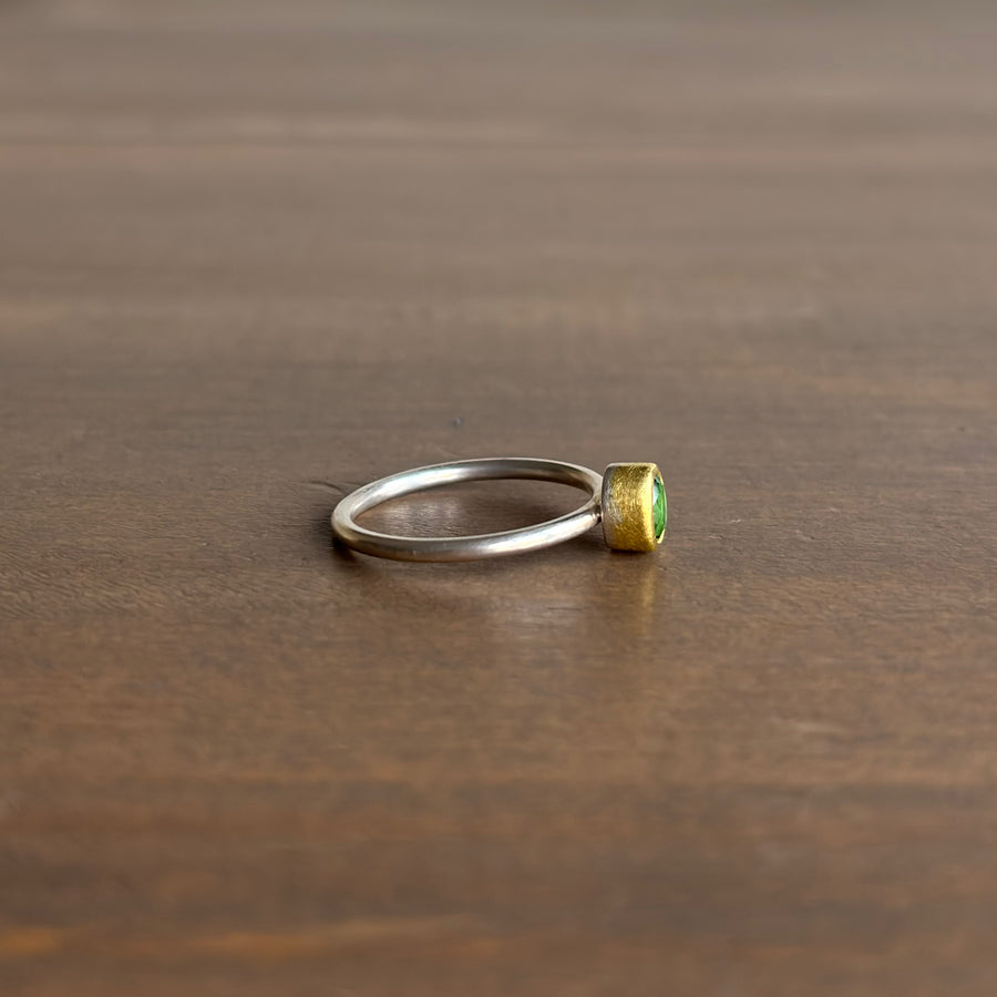  Petite Oval Green Tourmaline Ring side view 2