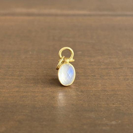 Petite Oval Rose Cut White Moonstone Pendant Monika Krol