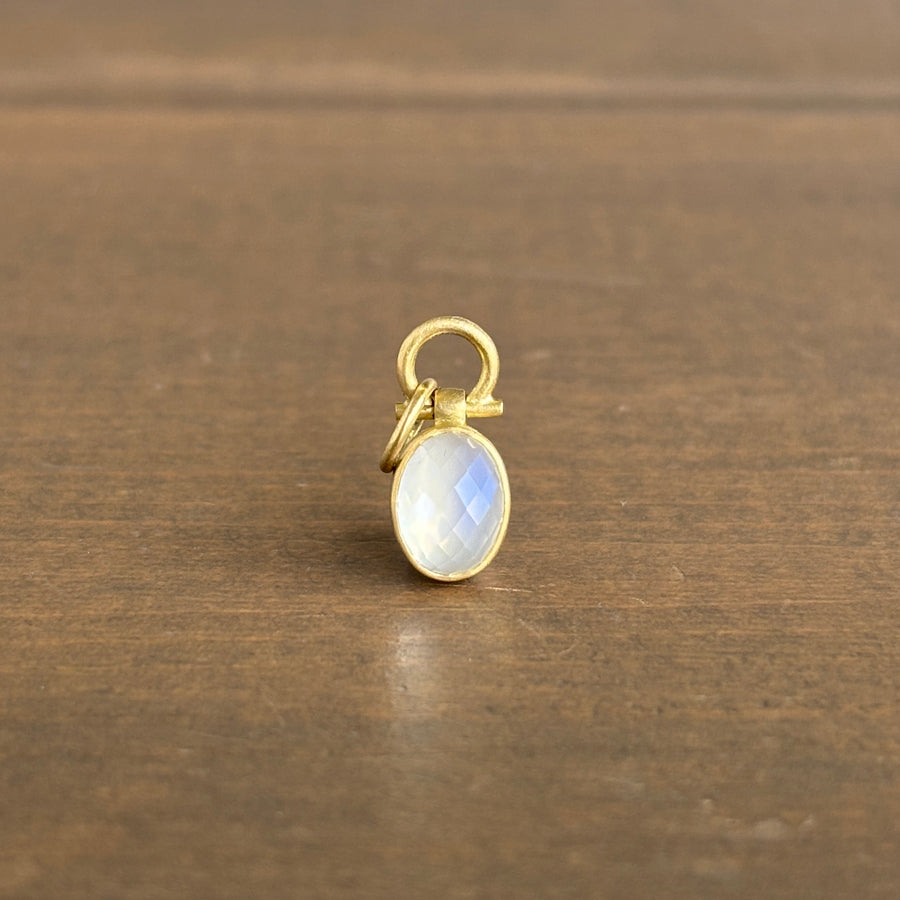 Petite Oval Rose Cut White Moonstone Pendant Monika Krol