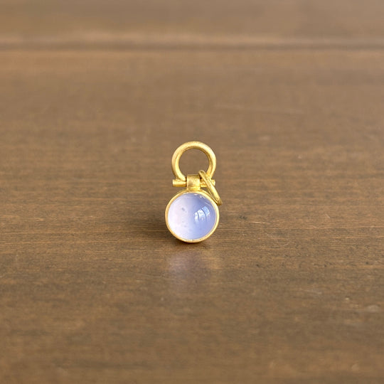 Petite Round Blue Chalcedony Cabochon Pendant