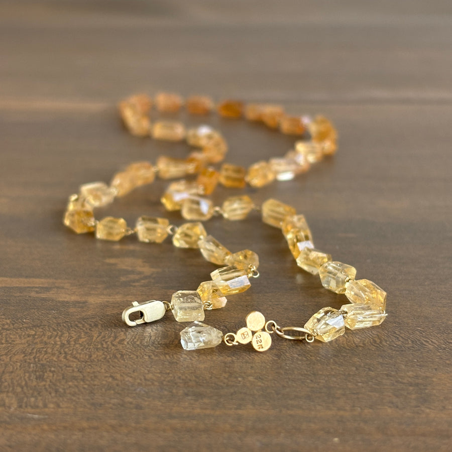 Precious Peach Topaz Beaded Necklace with 22k Gold Charm 3