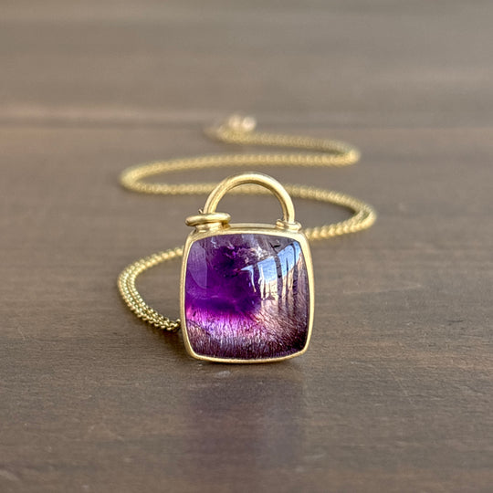 Purple-ish Quartz Cushion Locket Pendant by Monika Krol