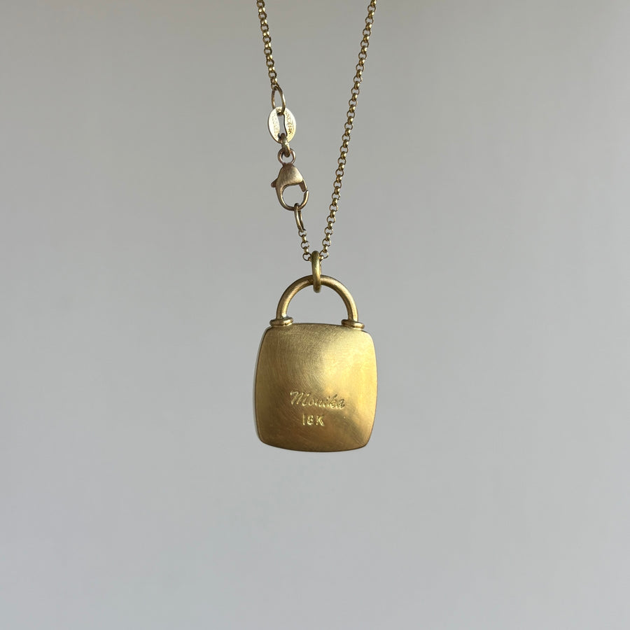 Purple-ish Quartz Cushion Locket Pendant by Monika Krol side view 1