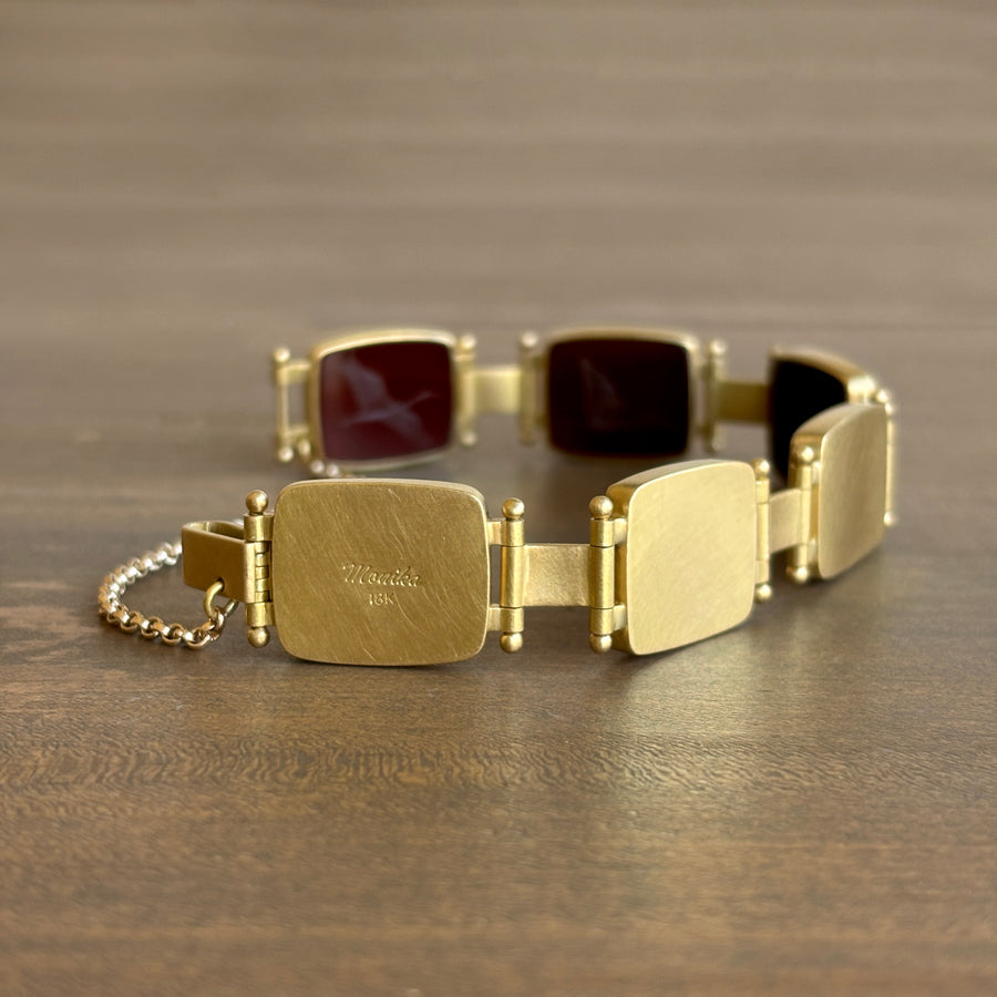 Red Ibis Carnelian Intaglio Bracelet by Monika Krol side view 5