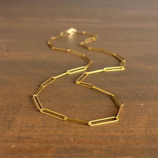 Rosanne Pugliese 22k Gold Handmade Paperclip Link Chain front view