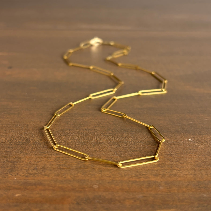 Rosanne Pugliese 22k Gold Handmade Paperclip Link Chain front view