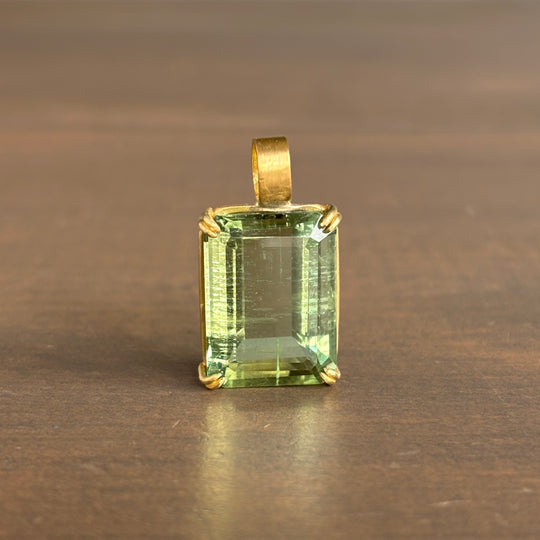 Rosanne Pugliese Emerald Cut Green Beryl Pendant front view