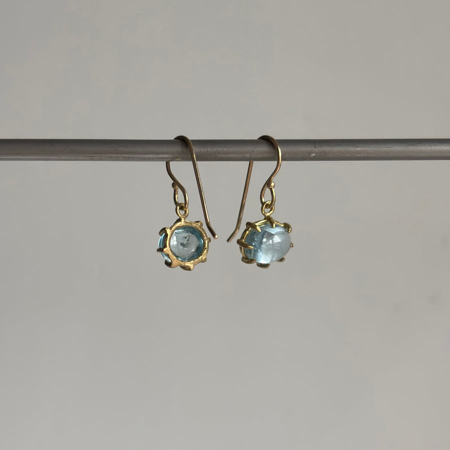 Rosanne Pugliese Mini Oval Cabochon Aquamarine Earrings side view 1