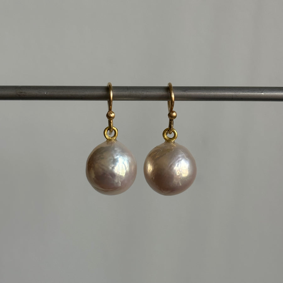 Rosanne Pugliese Round Baroque Freshwater Pearl Earrings hanging view