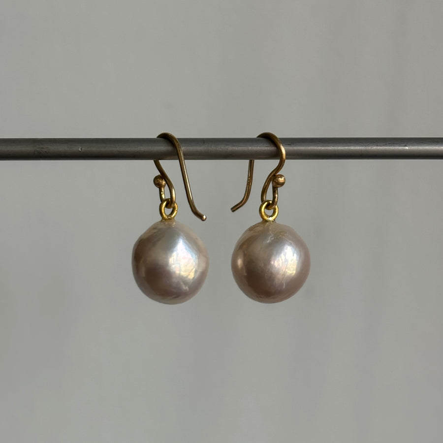 Rosanne Pugliese Round Baroque Freshwater Pearl Earrings side view 1